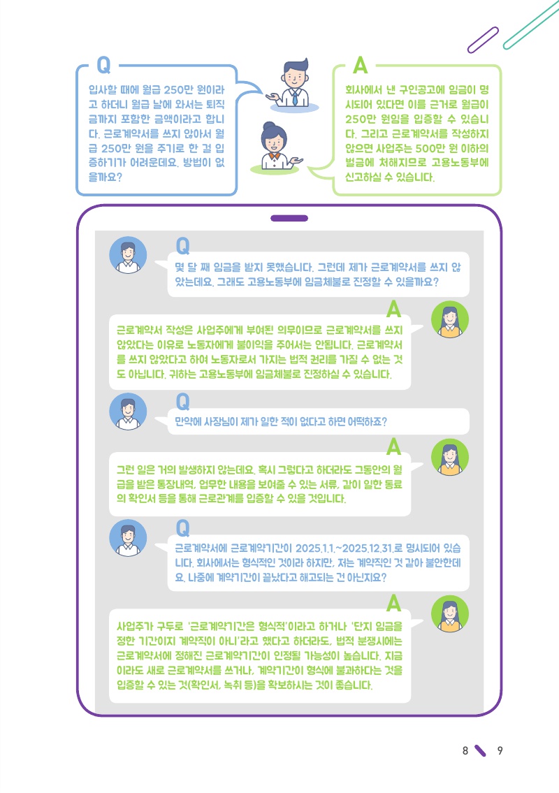 근로계약서와 임금명세서의 작성 및 교부